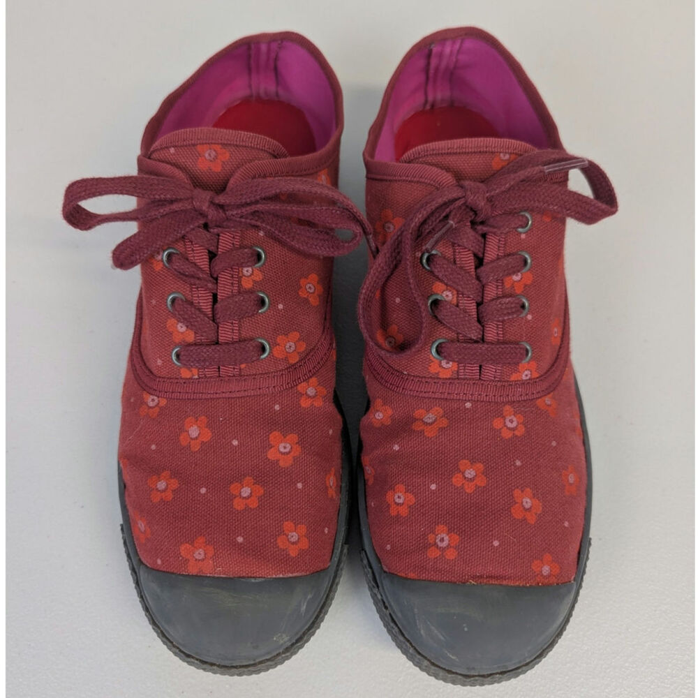 Gudrun Sjoden Floral Sneakers Red Orange Colorful Canvas Casual Autumn Womens 10